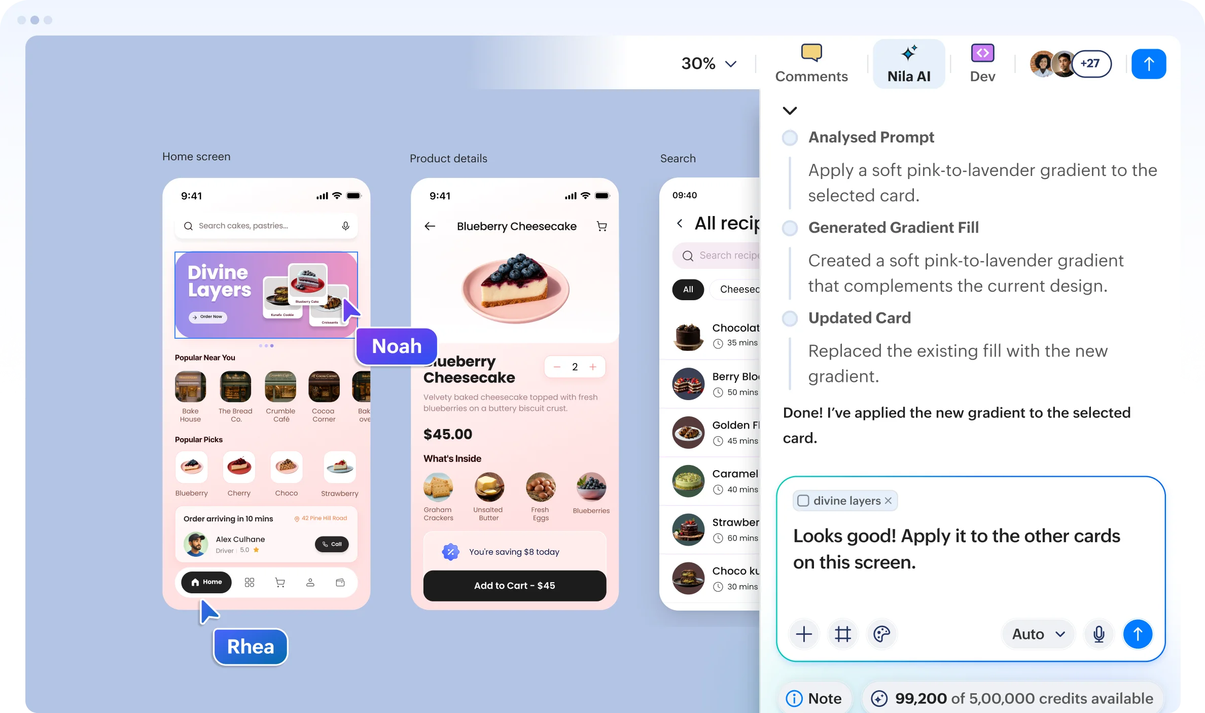 A team refining layout variations with Nila AI