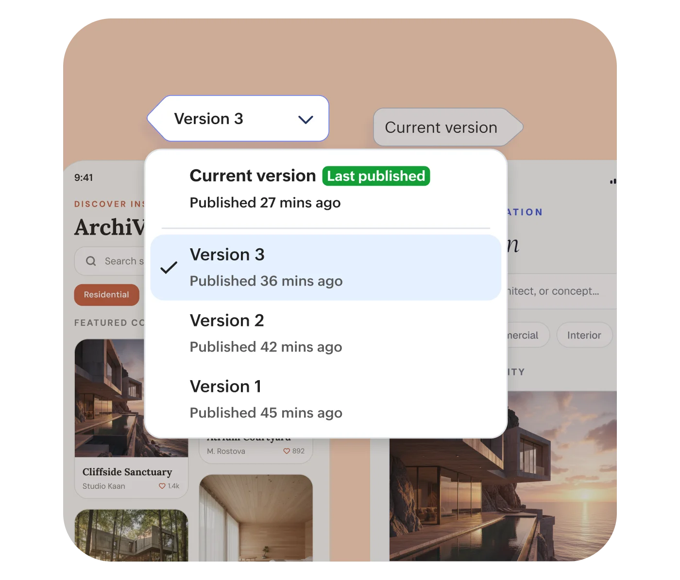 Two design versions compared side by side in the Nila web app